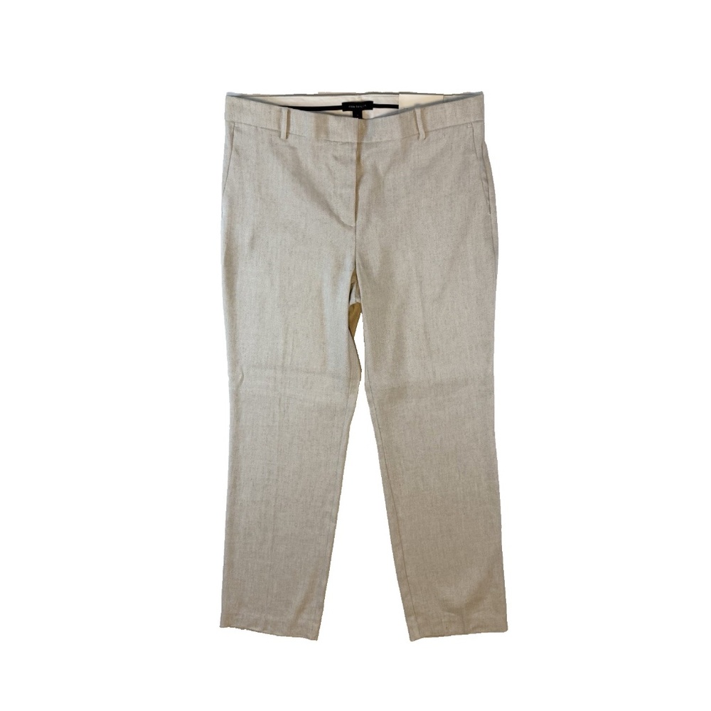 Ann Taylor Women Size 12 Straight Linen Blend Trouser Pants Tan Mid Rise NWT